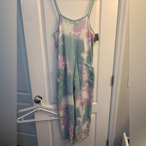 Grayson Threads Girls Blue Purple White Tie Dye Sleeveless Beach Jumpsuit NWT XL